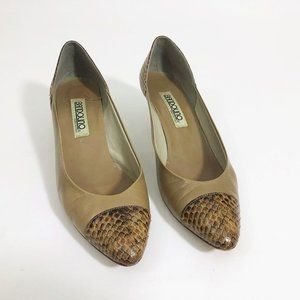 Bandolino Taupe & Faux Snakeskin Kitten Heels Wm's Size 8N